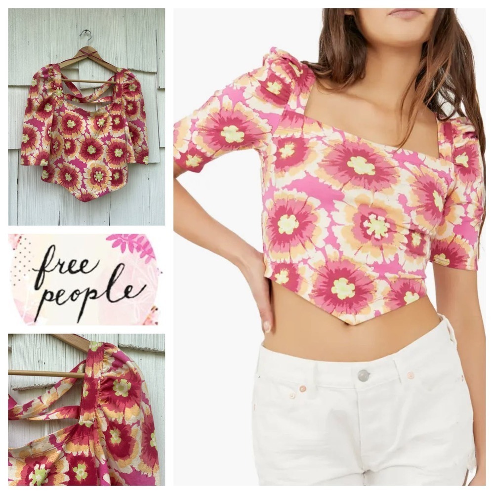 Free People Floral Give Me More Crop Top L‎ NWT